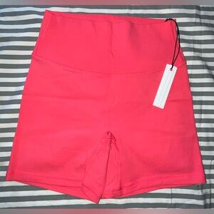 Paragon Fitwear High-Waist Athletic Bike Shorts in Bright Coral Pink